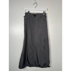 Gorpcore Fleece Lined Nylon Skirt Grey Cargo Maxi Skirt‎ Utility Y2K Small